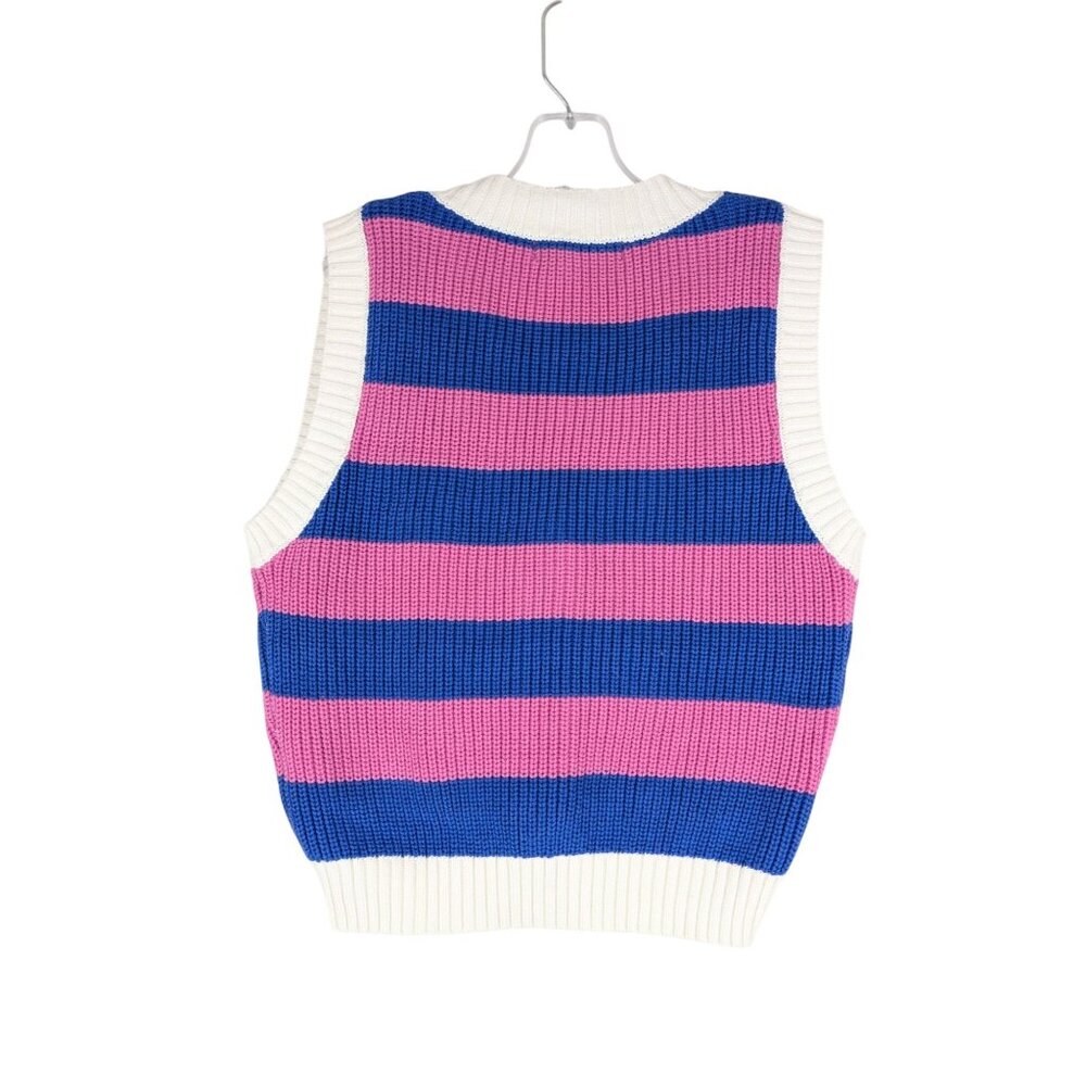 Central Park West Womens‎ Small Yasmin Striped Knit Button-Up Sweater Vest NWT - Picture 6 of 7